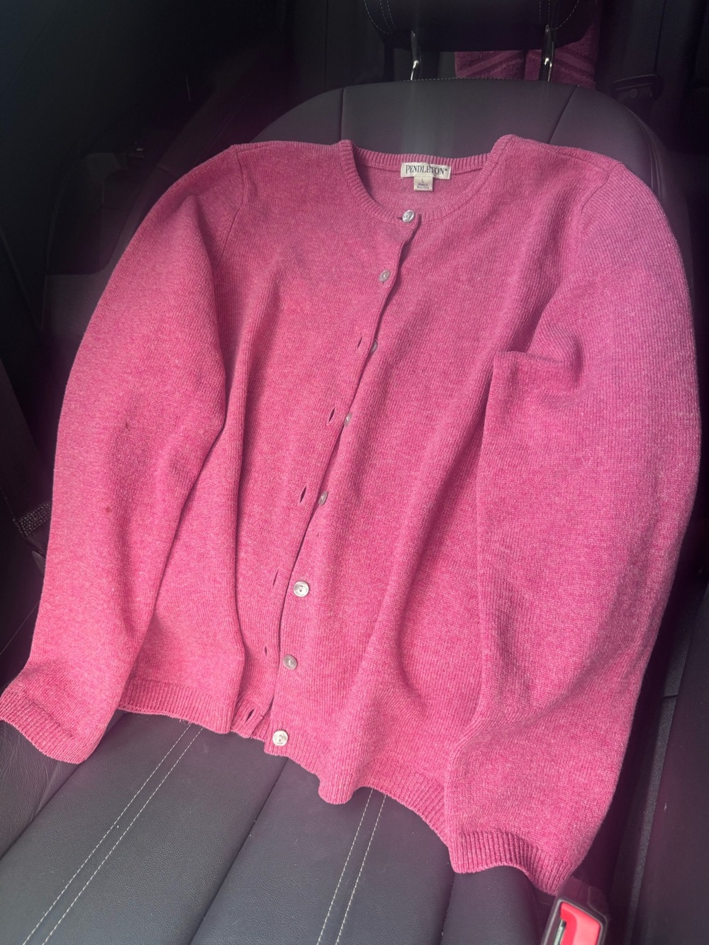 Pendleton Women's Fuchsia Button-Front Crewneck Cardigan